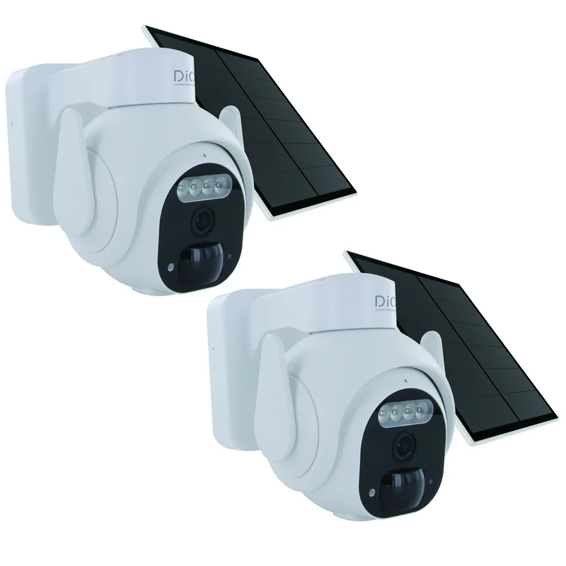 2 x Wireless motorized outdoor WiFi dome camera with solar panel