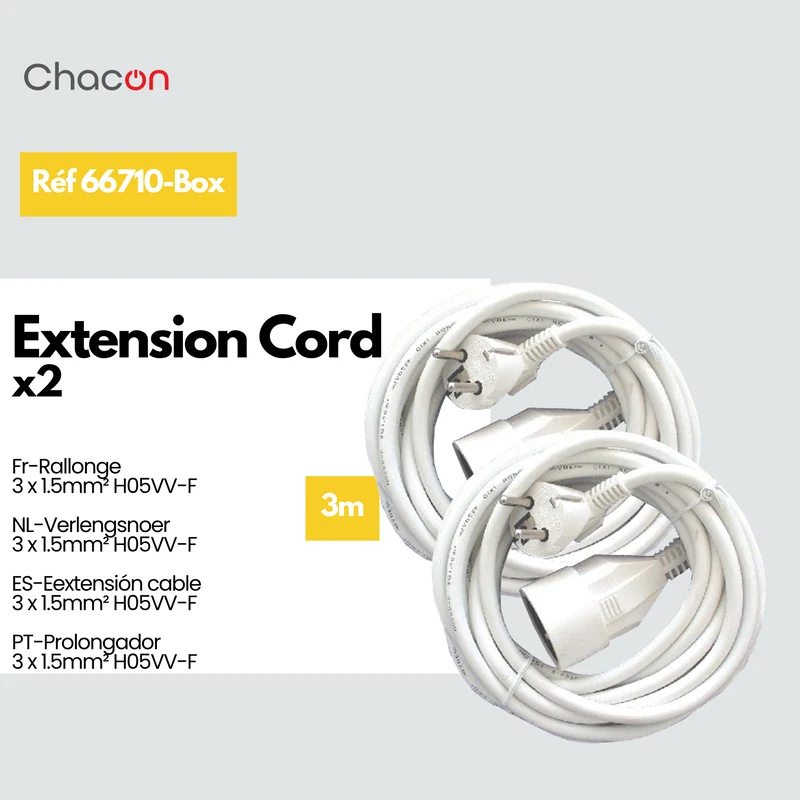 Set of 2 extension cable - white - 3m