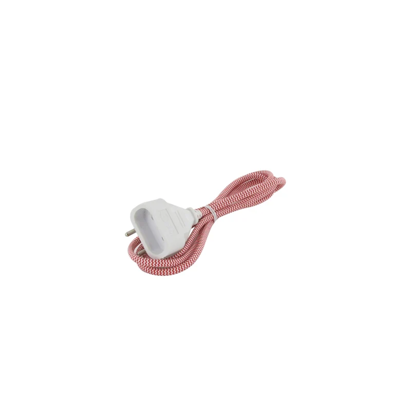 Textile extension cable red/white with white plug - 1,5m