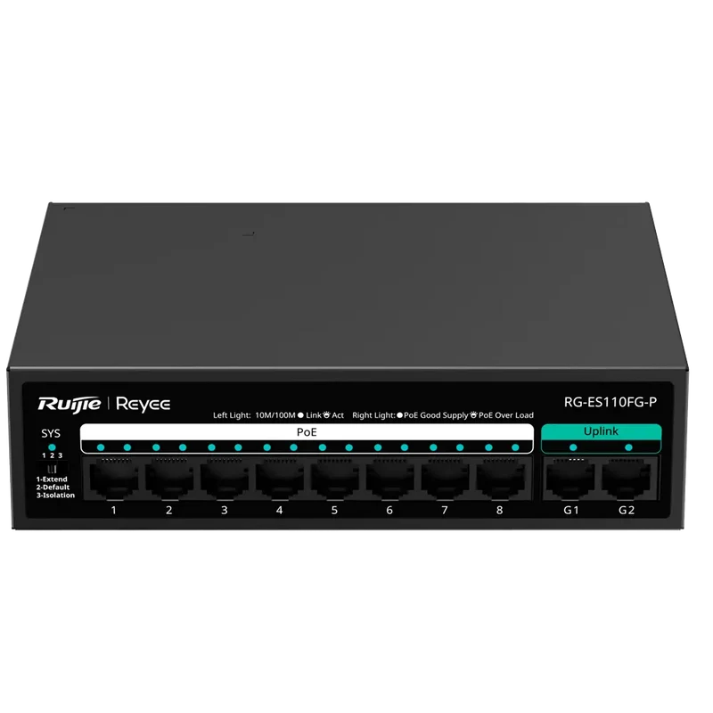 Switch de bureau Réseau 8 Ports RJ45 + 8 Ports PoE – Reyee Bureau