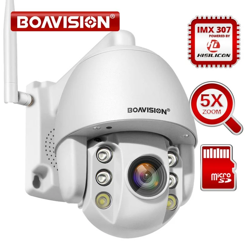 Super Mini 2.5 Inch PTZ Speed Dome WIFI IP Camera 1080P Outdoor 5X Zoom / 4mm Fixed Lens Wireless Camera IR 60m Two Way Audio