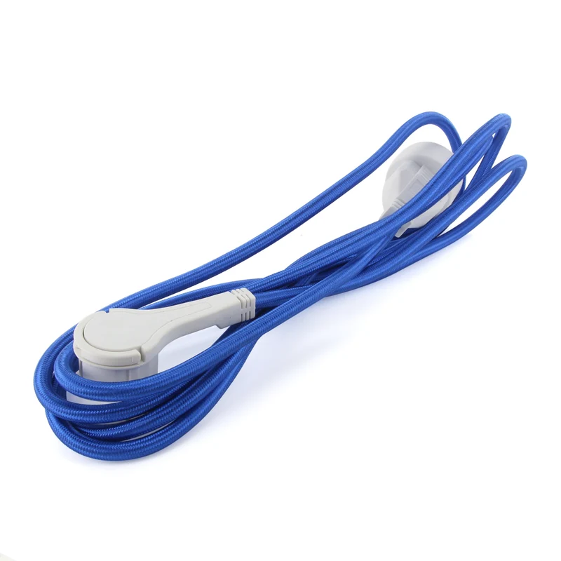 Textile extension cord blue - with white flat plug - 3m