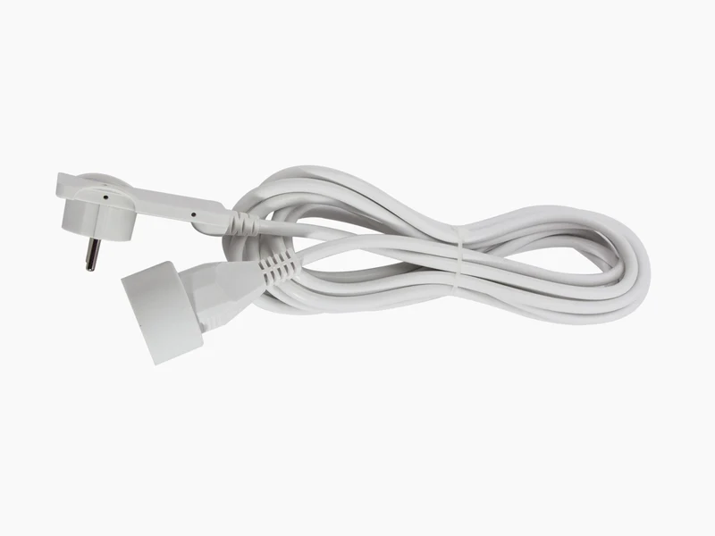 Flat plug extension - White - 5 m