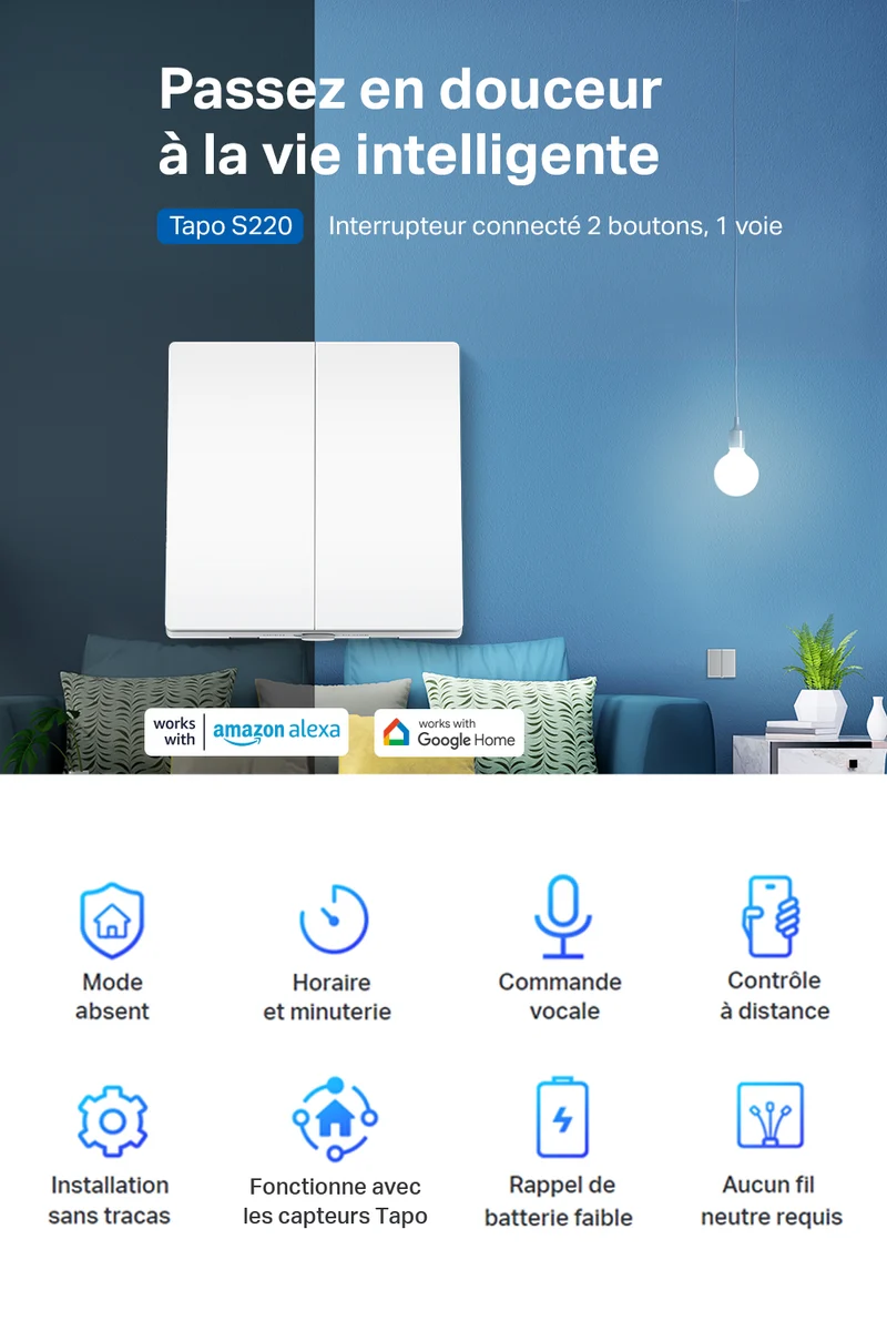 Interrupteur Connectée Double Domotique - Tapo S220