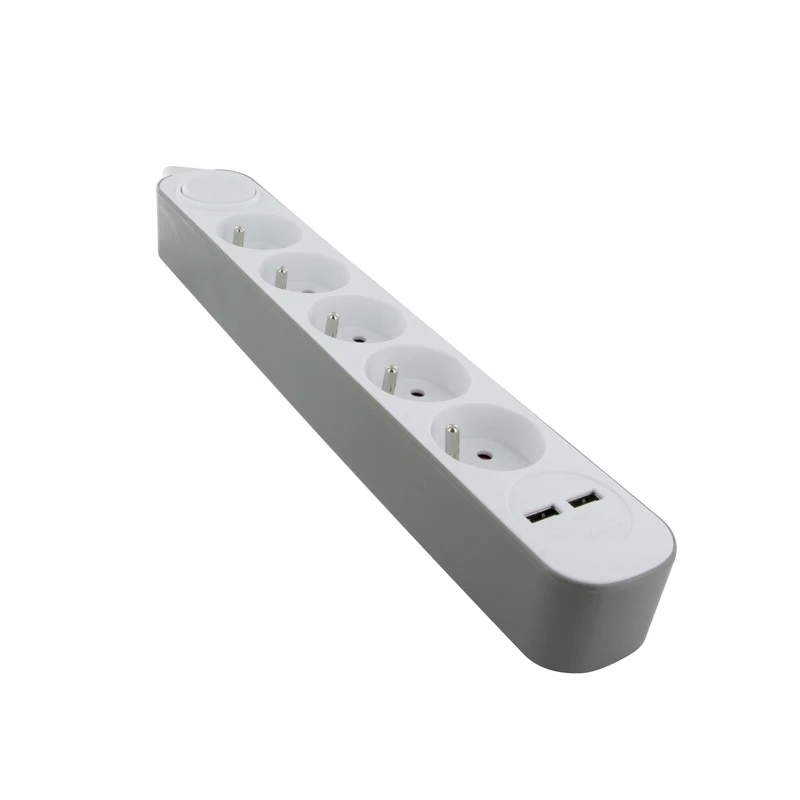Power strip 5 x 16 A with USB - 1.5 m - White/Grey