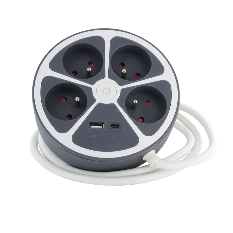 Circular design power socket with USB