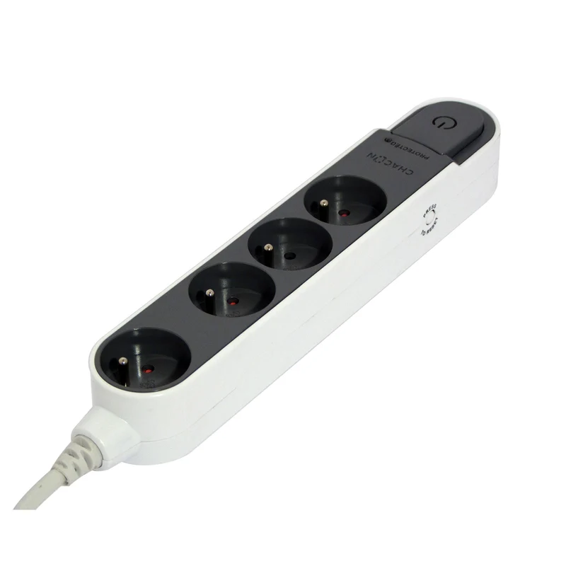Stylish power strip with surge protection 4 x 16 A with switch - 5 m - Dark grey
