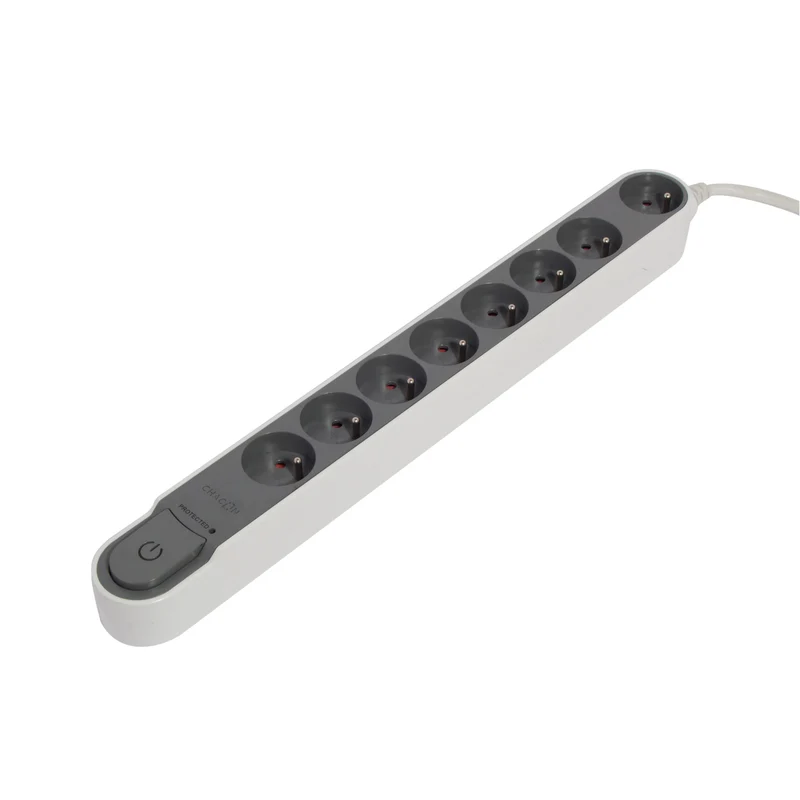 Stylish power strip with surge protection 8 x 16 A with switch - 3 m - Dark grey