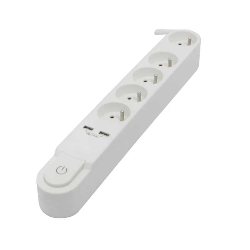Stylish block with switch and two USB - 5 x 16 A - 3 m