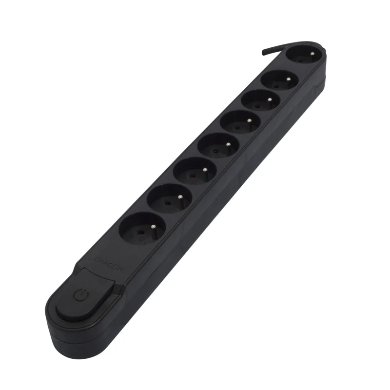 Stylish power strip 8 x 16 A with switch - 5 m - Black