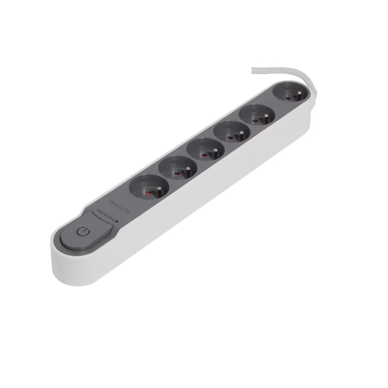 Stylish power strip with surge protection 6 x 16 A with switch - 1.5 m - Dark grey