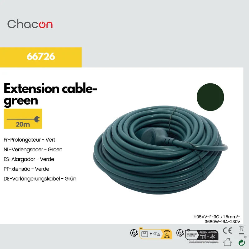 Green extension lead - 20 m