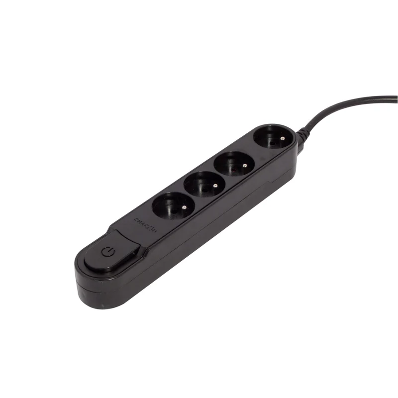 Stylish block with switch, Black - 4 x 16 A - 1.5 m
