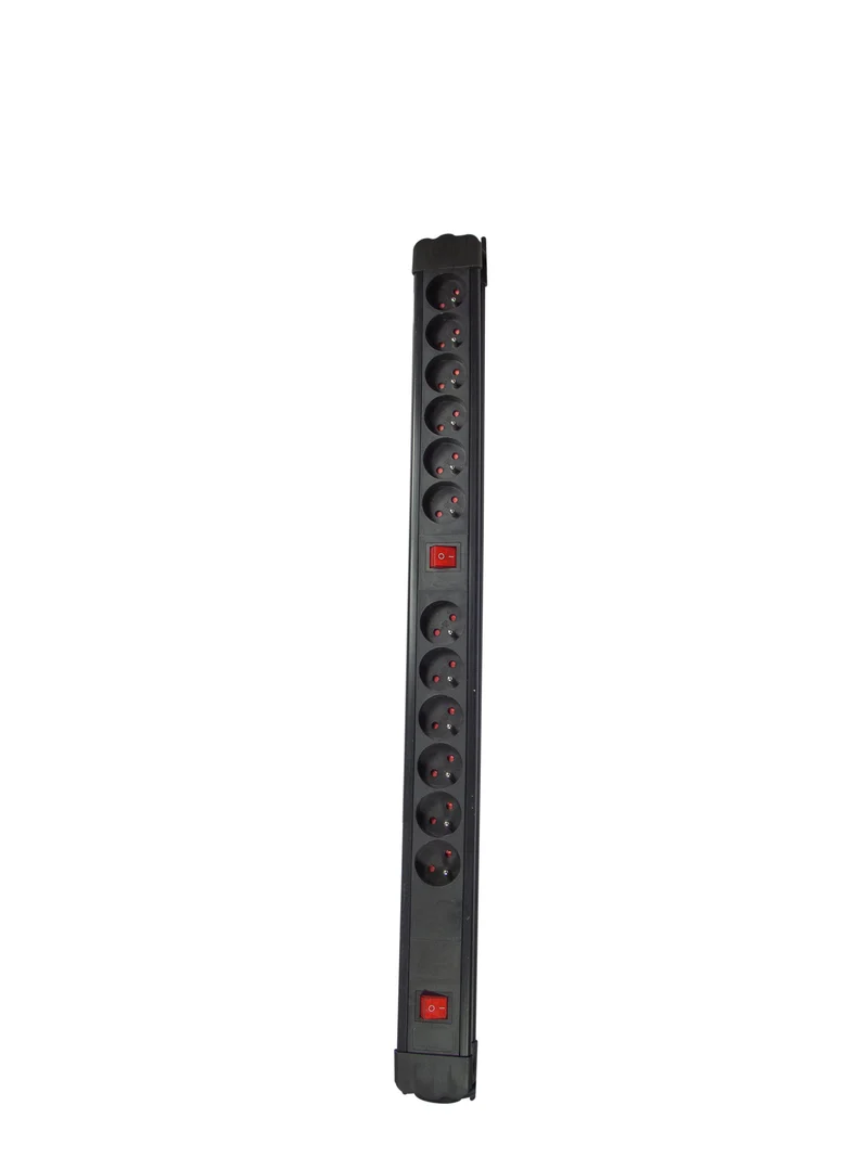 Power strip with double switch 12 x 16 A - 1.5 m - Black