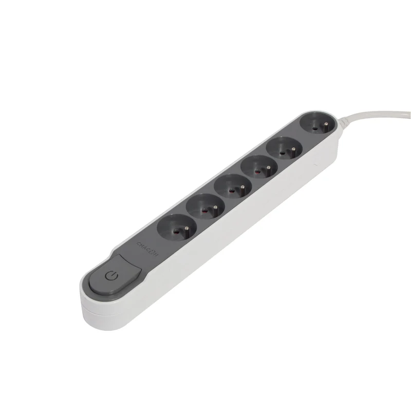 Stylish power strip 6 x 16 A with switch - 3 m - Dark grey