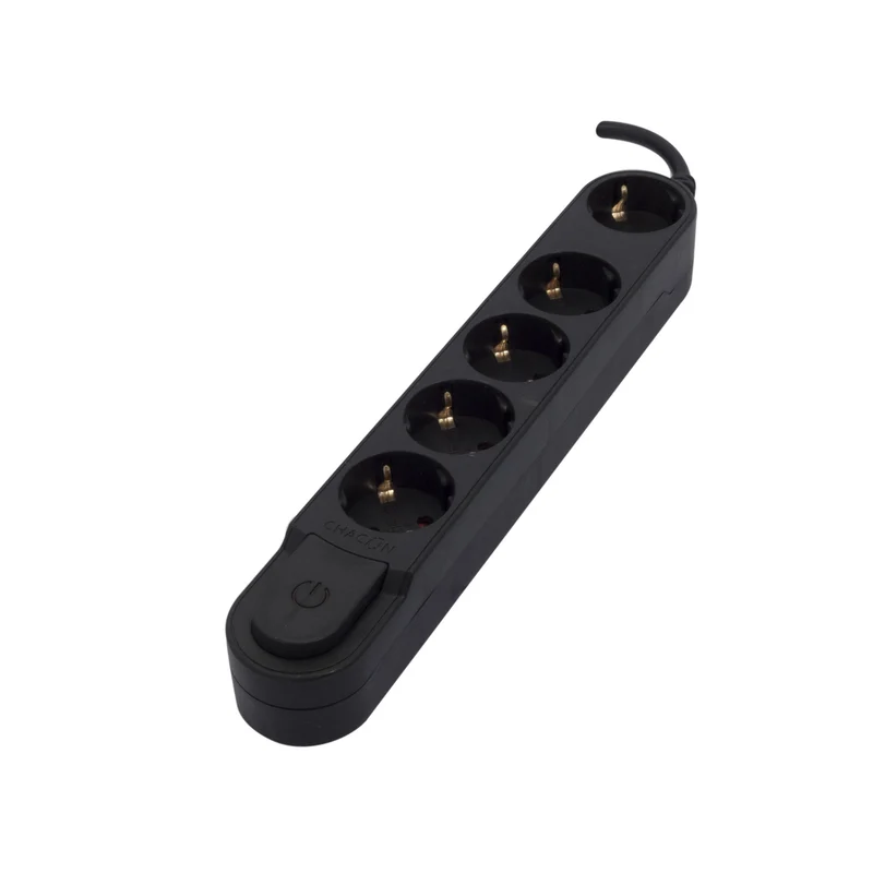 Stylish power strip 5 x 16 A with switch - 3 m - Black (SCH)
