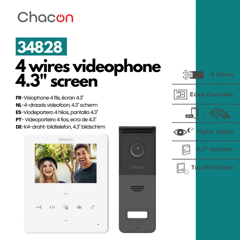 4.3" wired videophone with touchscreen (4 wires)