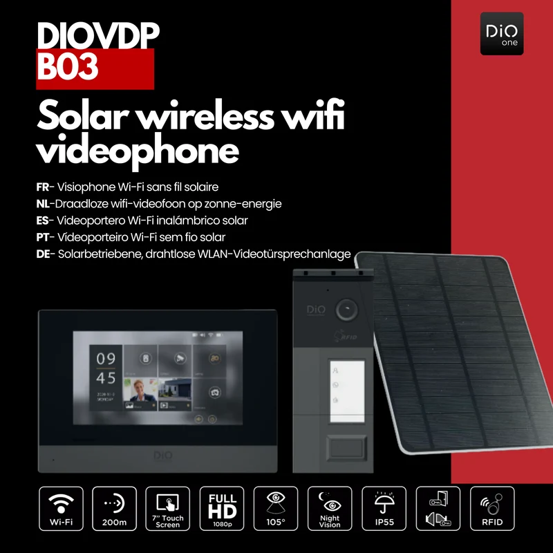 DiO wireless Wi-Fi videophone on battery with solar panel