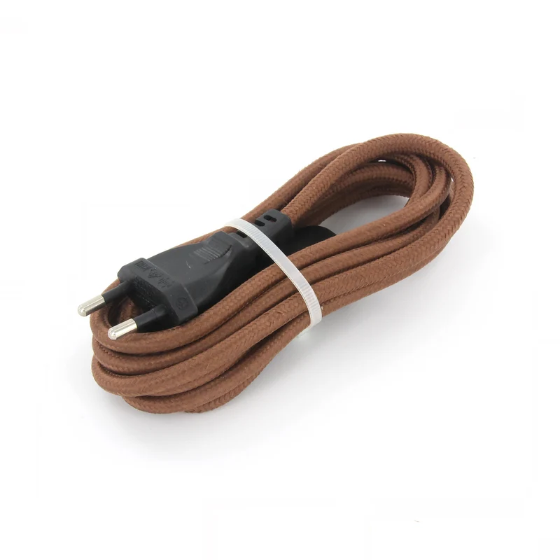 Fabric cable with switch 2 m - Brown