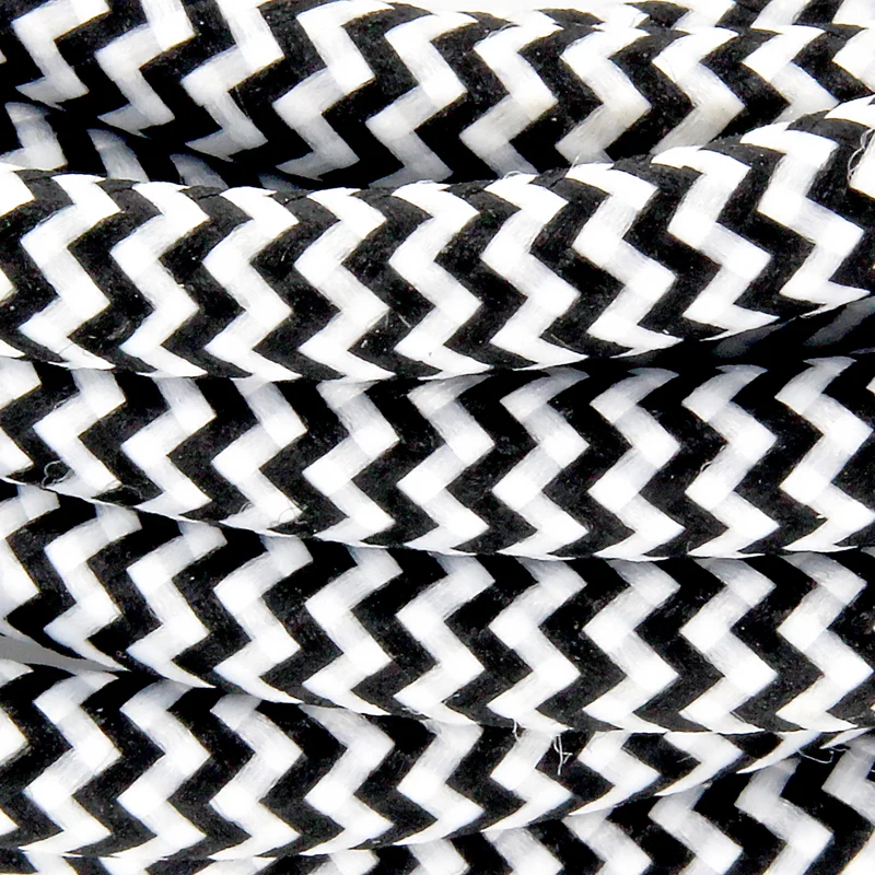 Two-tone fabric cable with switch, 2 m - Black/White