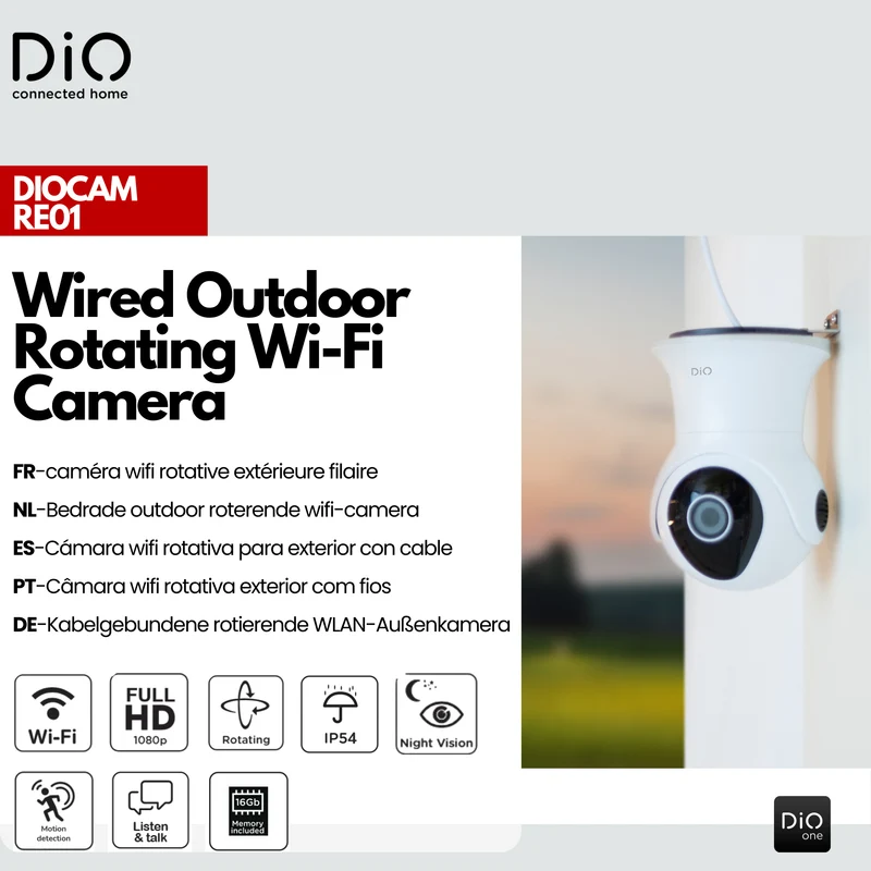 Indoor and outdoor rotating Wi-Fi camera - 1280 x 1080 p