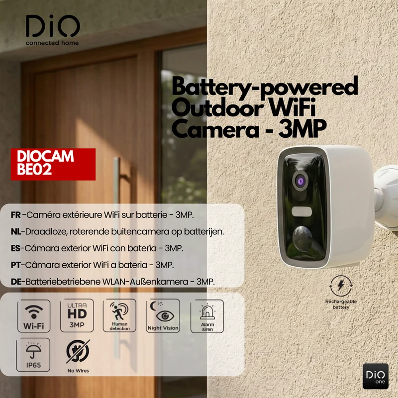 Outdoor battery-operated camera, 100% wireless – 3MP