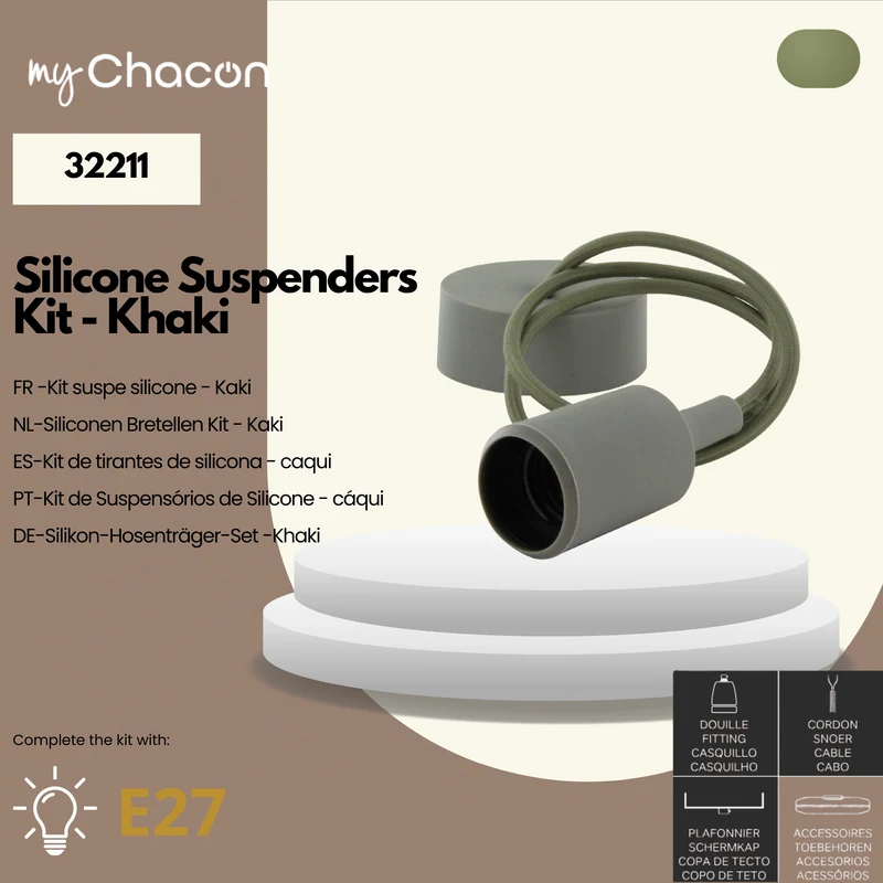 Silicone pendant light kit - olive green