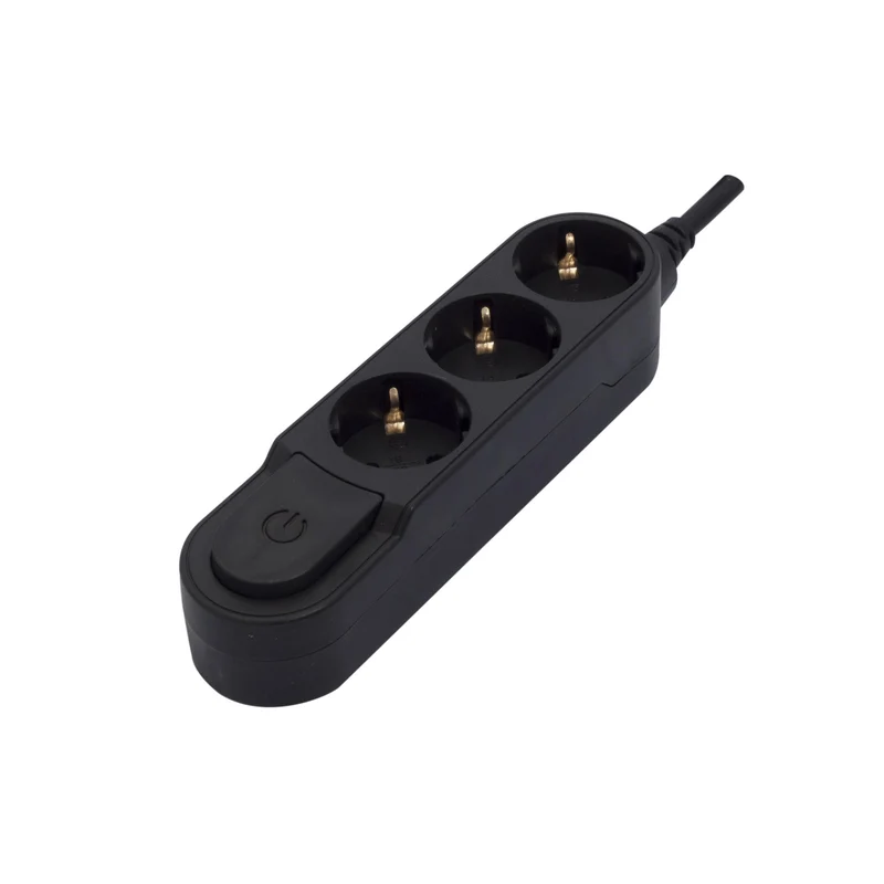 Stylish power strip 3 x 16 A with switch - 3 m - Black (SCH)