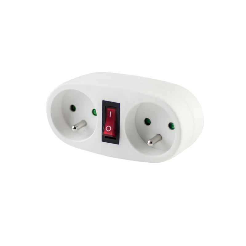 White terminal block with switch- 2 x 16 A
