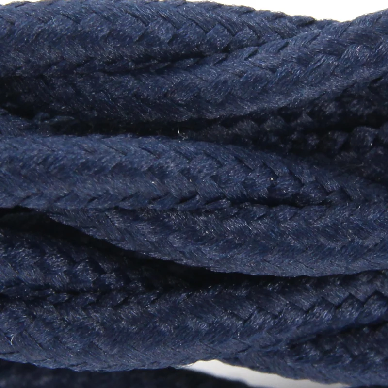Twisted cotton fabric cable, natural navy blue - 3 m