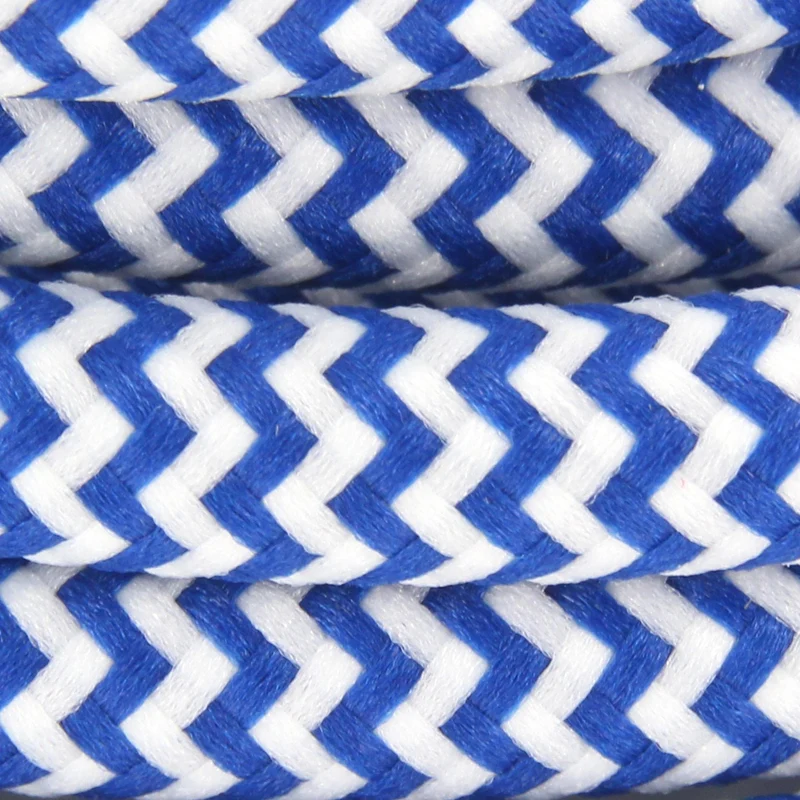 Zigzag silk fabric cable - 3 m - Blue/White