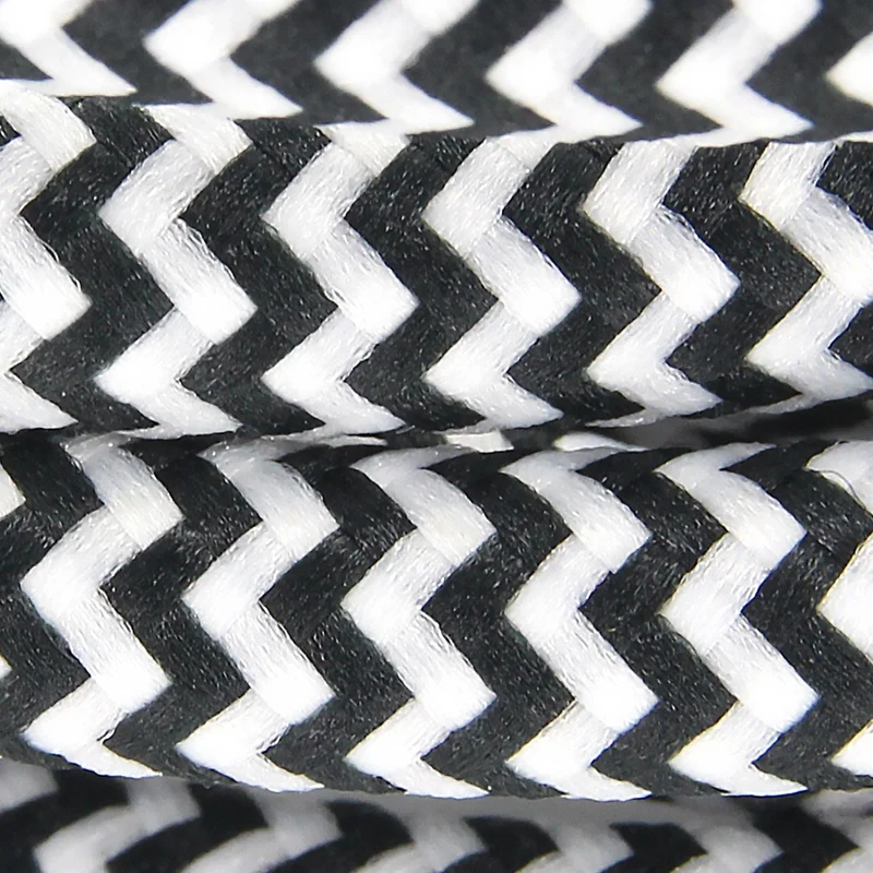 Zigzag silk fabric cable - 3 m - Black/White