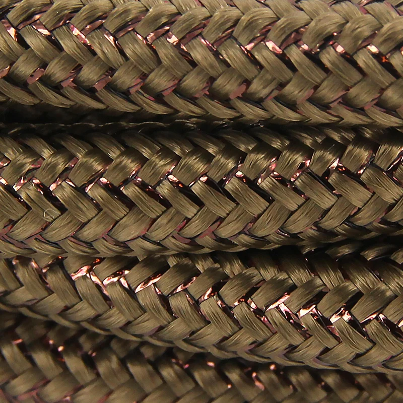 Silk fabric cable - 3 m - Brown sparkle