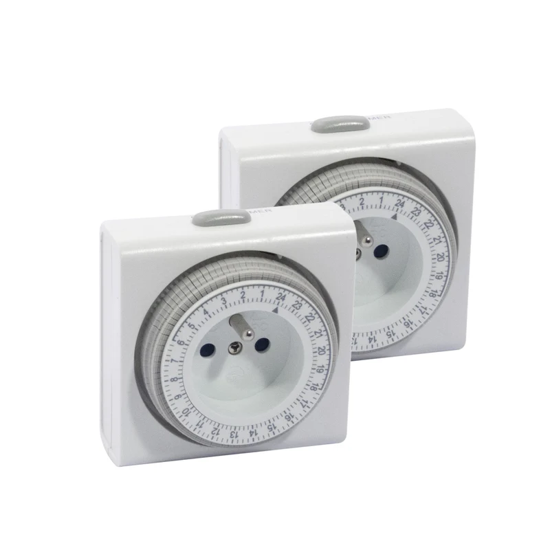 Set of 2 mechanical timers - white, FR sockets
