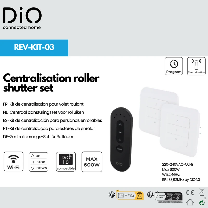 Wireless and connected shutter centralization kit