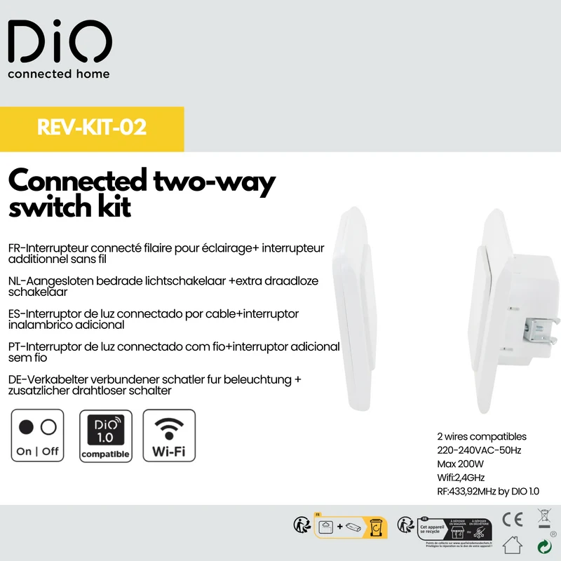 Wireless and connected two-way switch kit