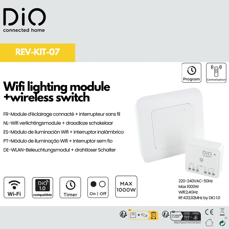 On/off lighting module set + 1 DIO Connect switch