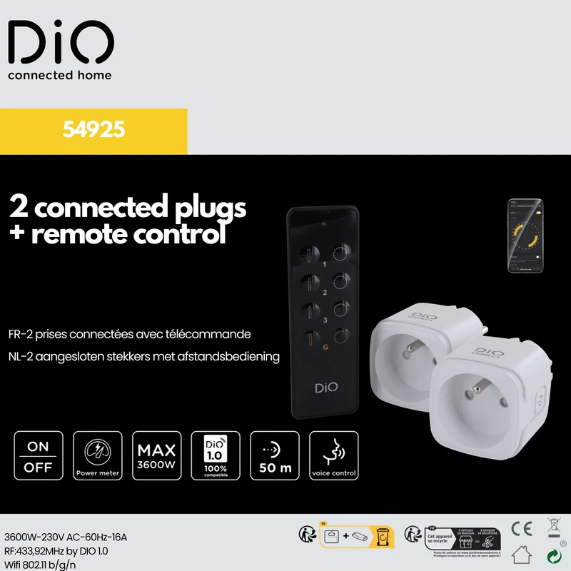 2 Connected plugs with remote control - DiO Connect