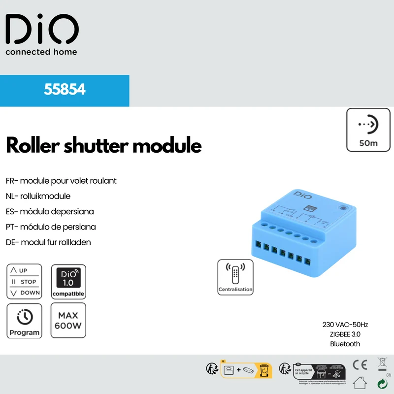 DIO roller shutter module (433 MHz / Zigbee / BLE)