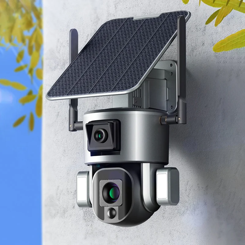 Solar Battery 4MP+4MP Dual-lens Network PTZ Camera with WIFI/4G