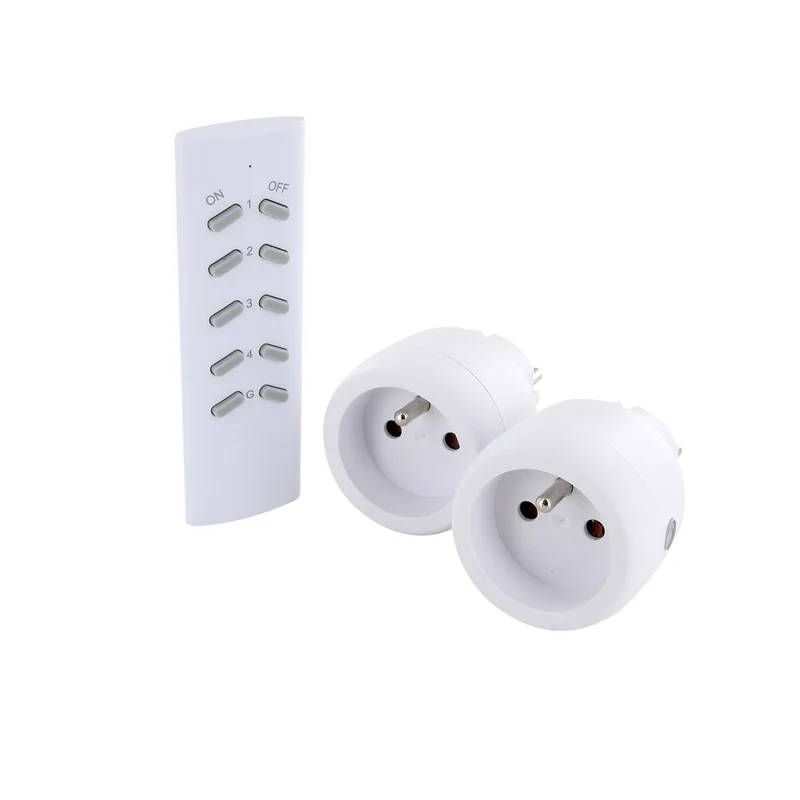 Set of two On/Off and remote control mini sockets