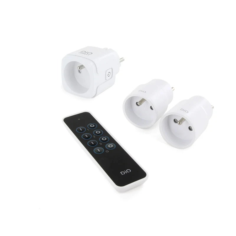 Kit of 2 ON/OFF sockets and DiO remote control + DiO Connect socket - WiFi + 433 MHz