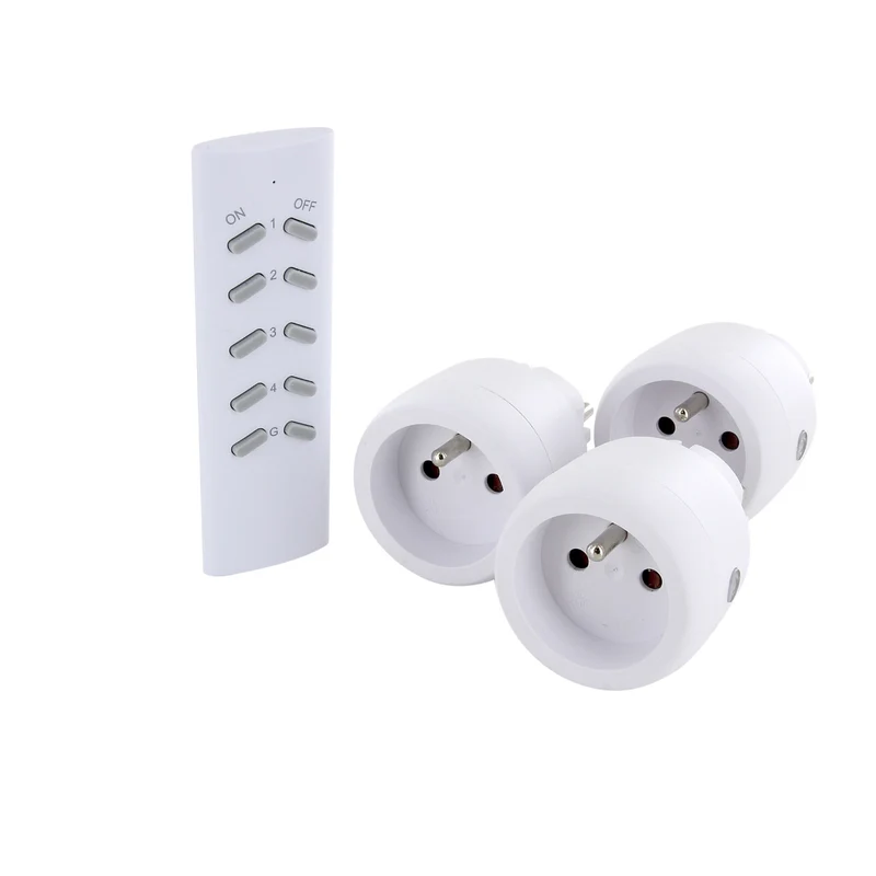 Set of 3 On/Off remote-controlled sockets + remote control