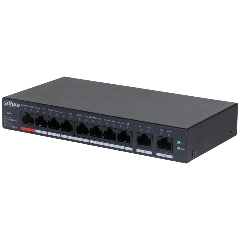 DAHUA CS4010-8GT-110 Switch Gigabit de bureau géré dans le cloud à 10 ports avec PoE à 8 ports