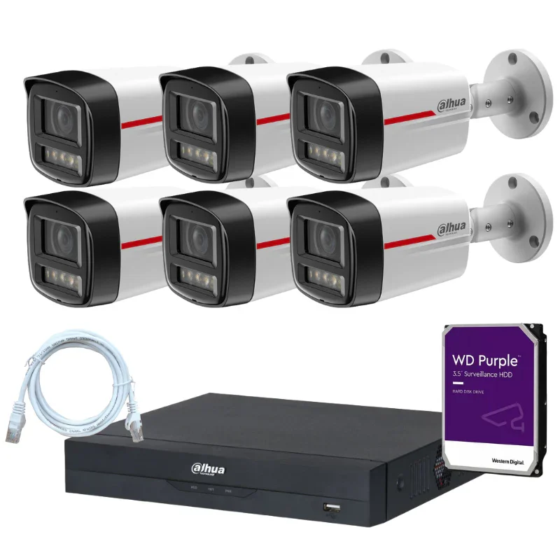 Kit de 6 caméras de surveillance extérieure DAHUA - Série WizColor
