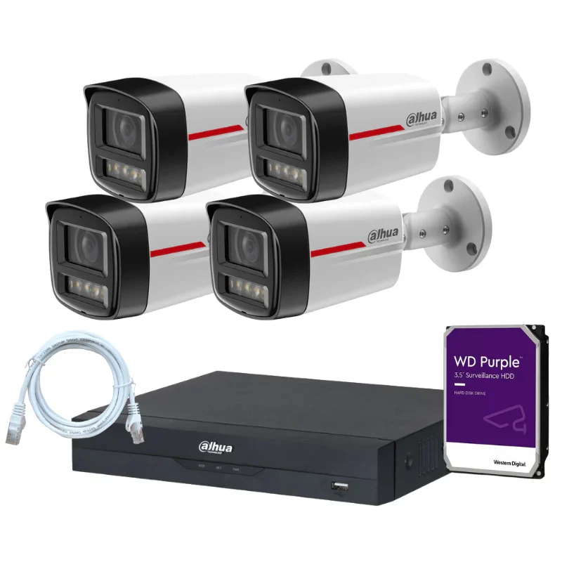 Kit de 4 caméras de surveillance extérieure DAHUA - Série WizColor