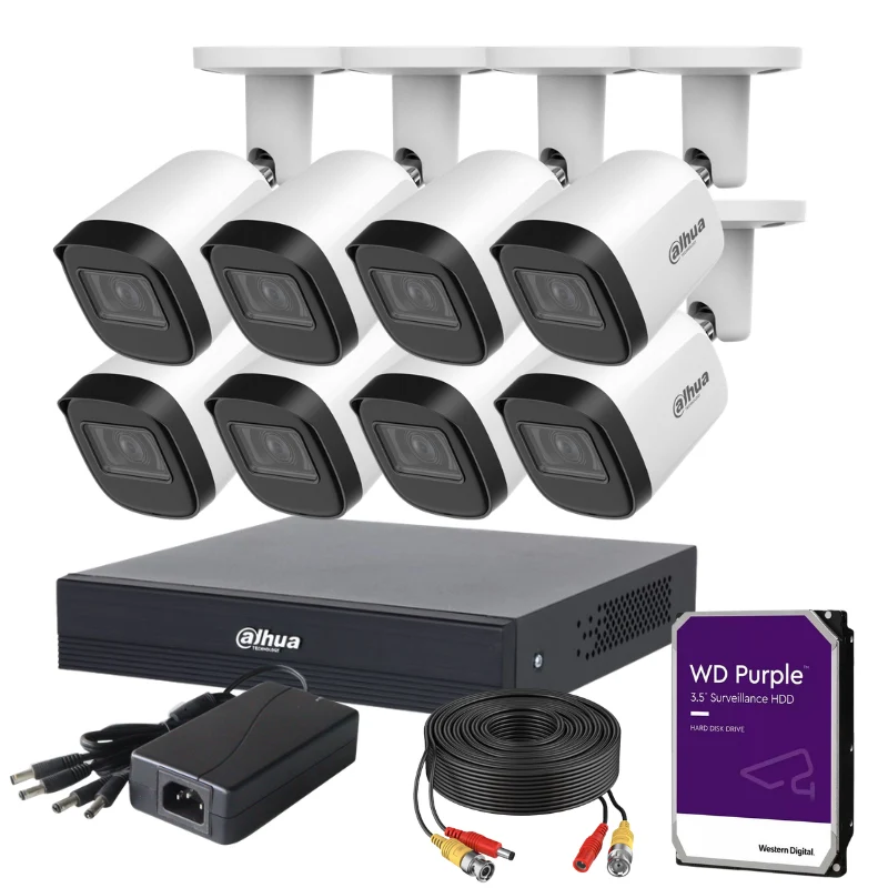 Kit de 8 caméras de surveillance extérieure analogique DAHUA - Série Lite