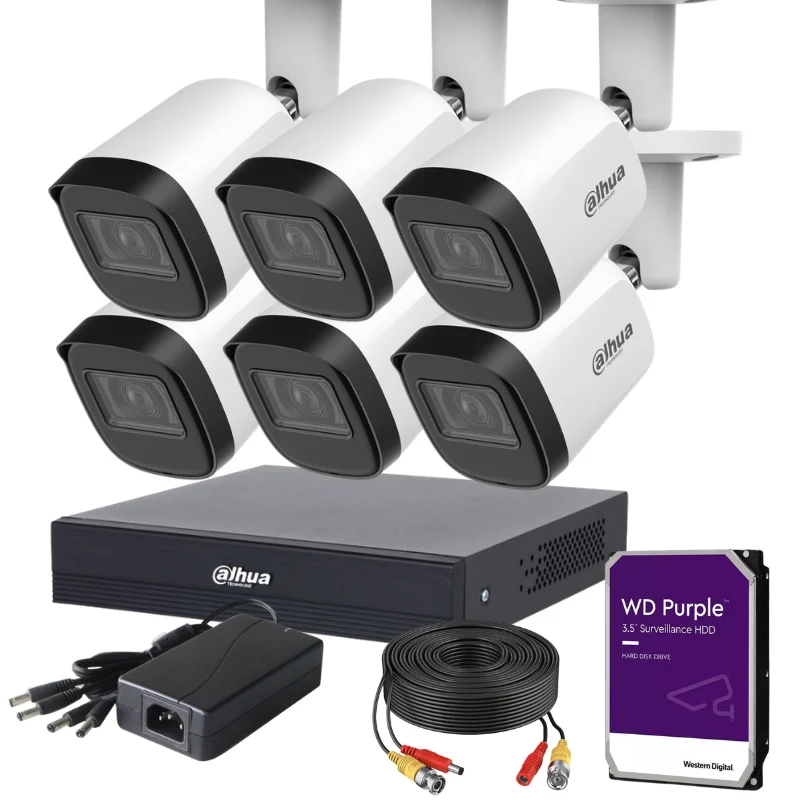 Kit de 6 caméras de surveillance extérieure analogique DAHUA - Série Lite