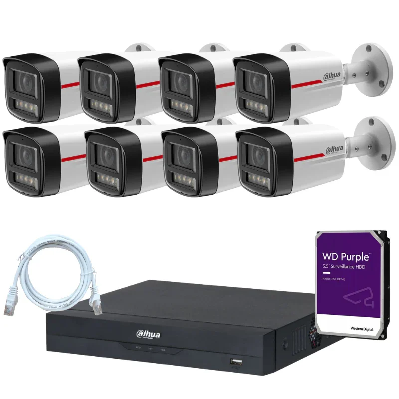 Kit de 8 caméras de surveillance extérieure DAHUA - Série WizColor