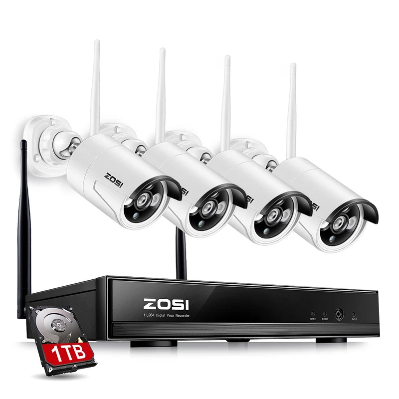 4CH 1080P 1.3MP IR Outdoor Weatherproof Wireless Surveillance System Kit